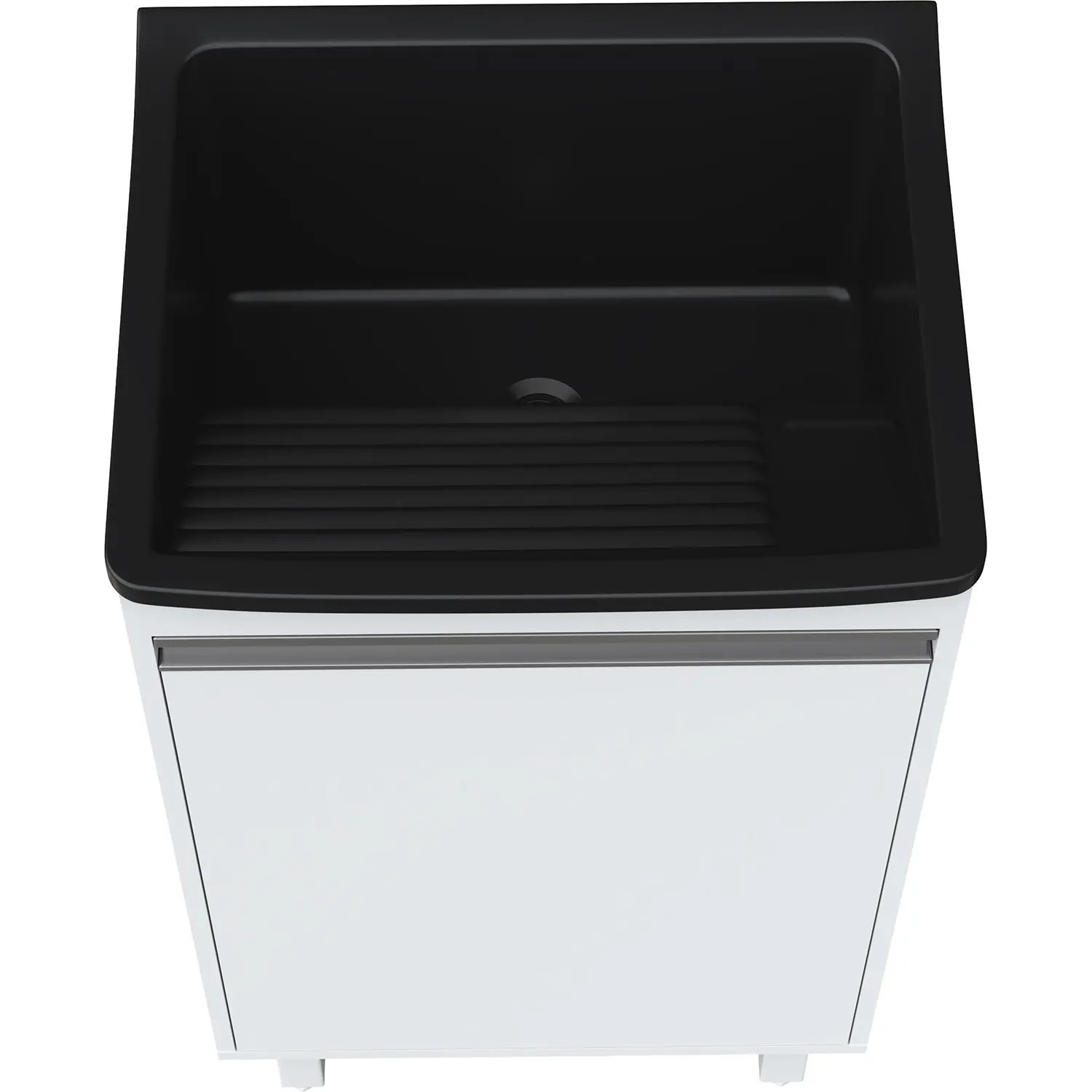 Tanque de Lavanderia Plástico 34 L com Gabinete MDF 53 cm Branco com Válvula e Sifão Entregue Montado - EJV Shoop - Imagem 2