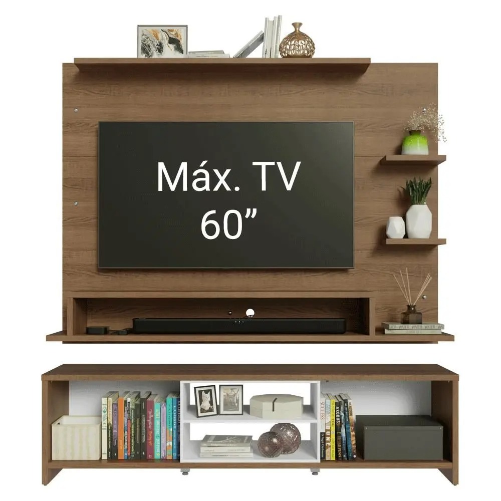 Rack com Painel para TV até 60 Polegadas 180 cm Metz Madesa - Imagem 5