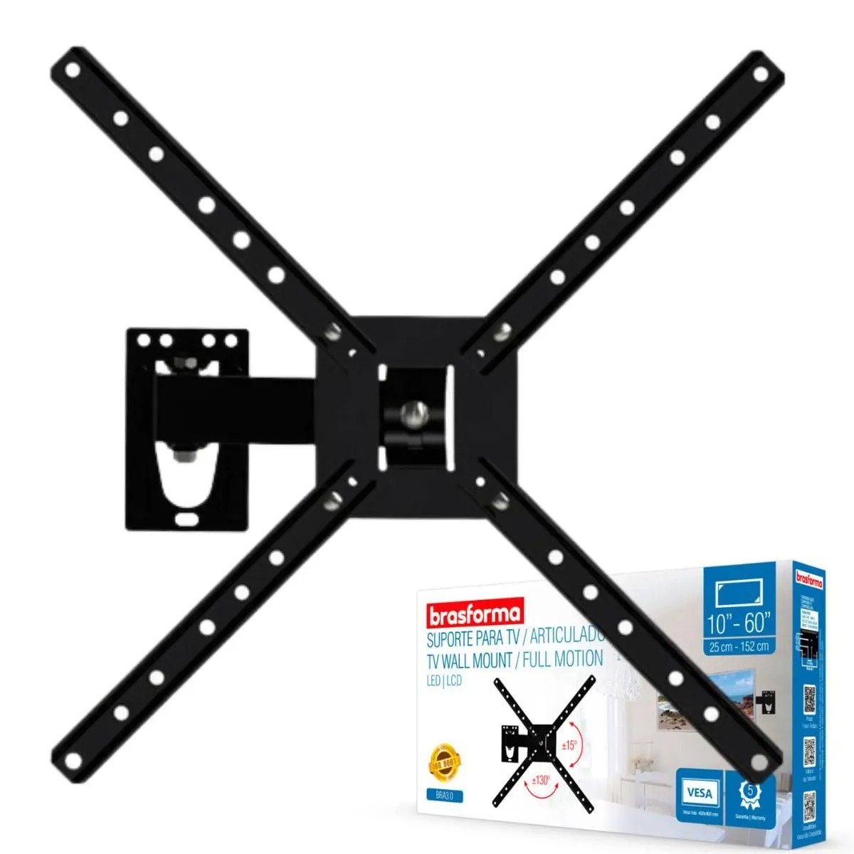 Suporte Articulado Para Tv 28 32 40 42 43 49 50 55 60 Polegadas - Brasforma - Imagem 2