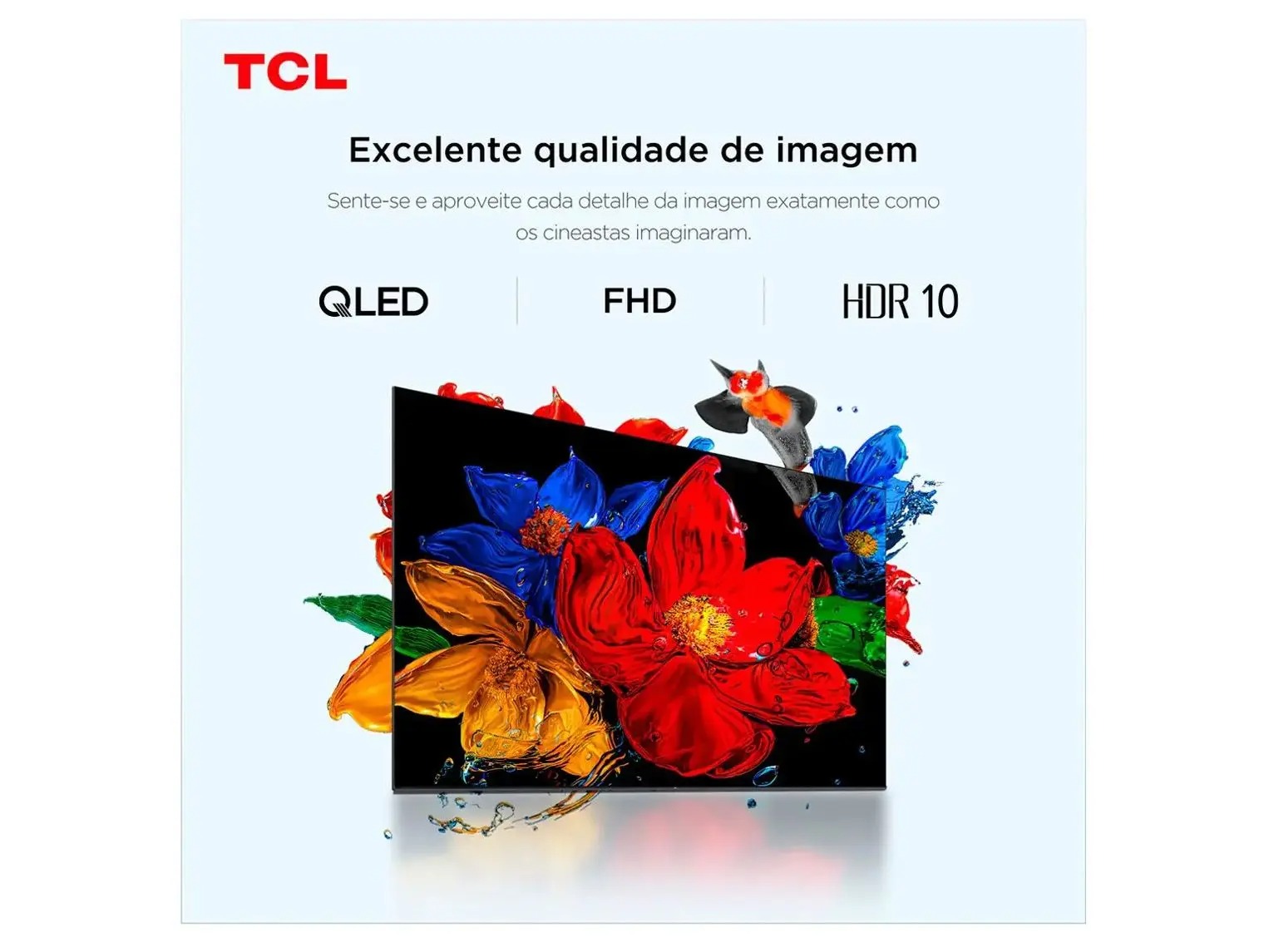 Smart TV 40” TCL Full HD QLED 40S5K Google TV - 2 HDMI + Suporte para TV Fixo Indusat - Imagem 2