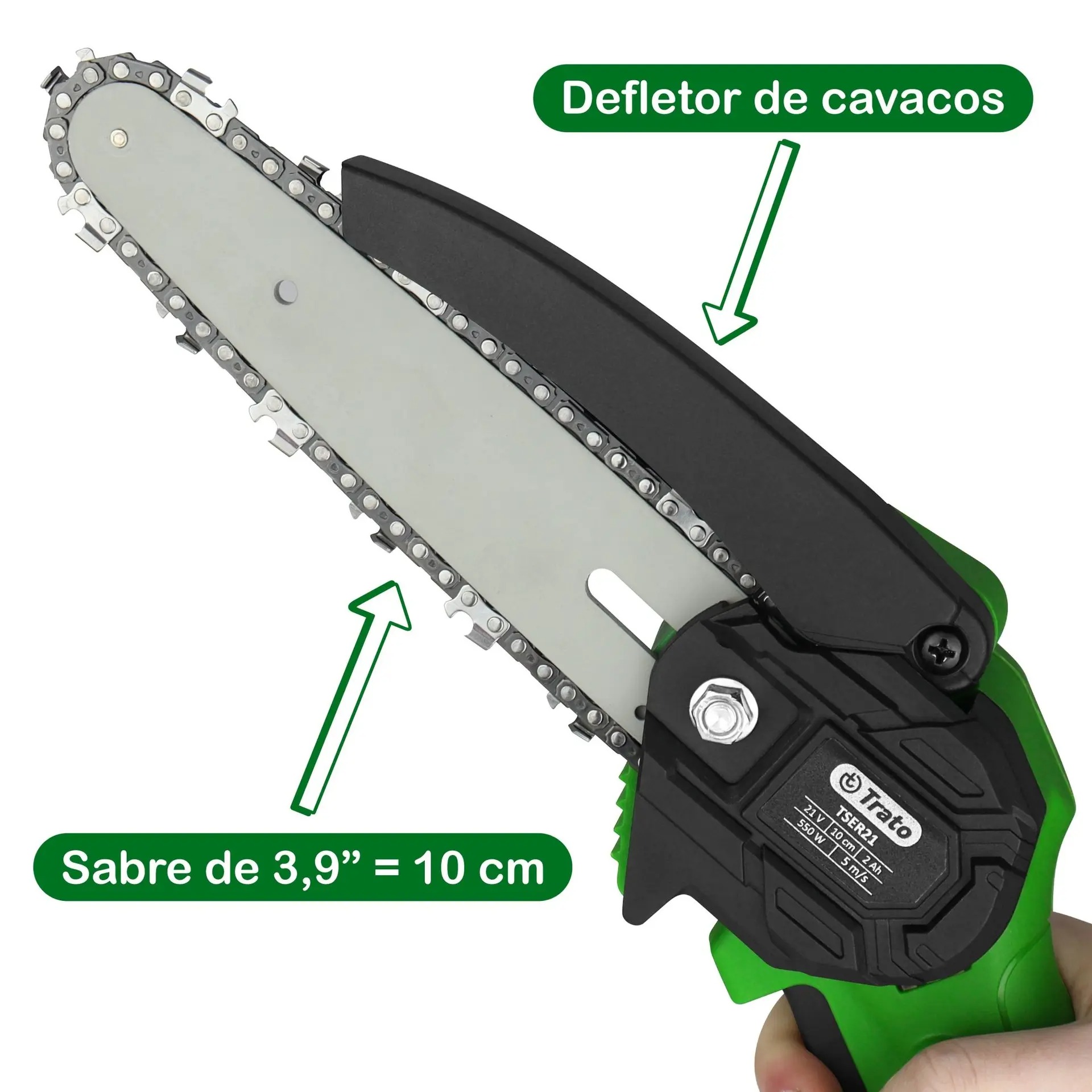 Mini Motosserra Elétrica Portátil 21V Mini Eletrosserra c/2 Baterias Lítio TSER21 - Trato - Imagem 4