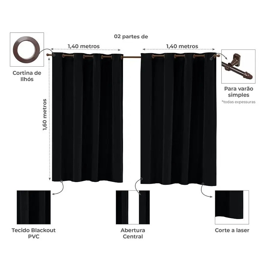 Cortina Blackout Corta Luz 2,80m x 1,60m - Paulo Cezar Enxovais - Imagem 3