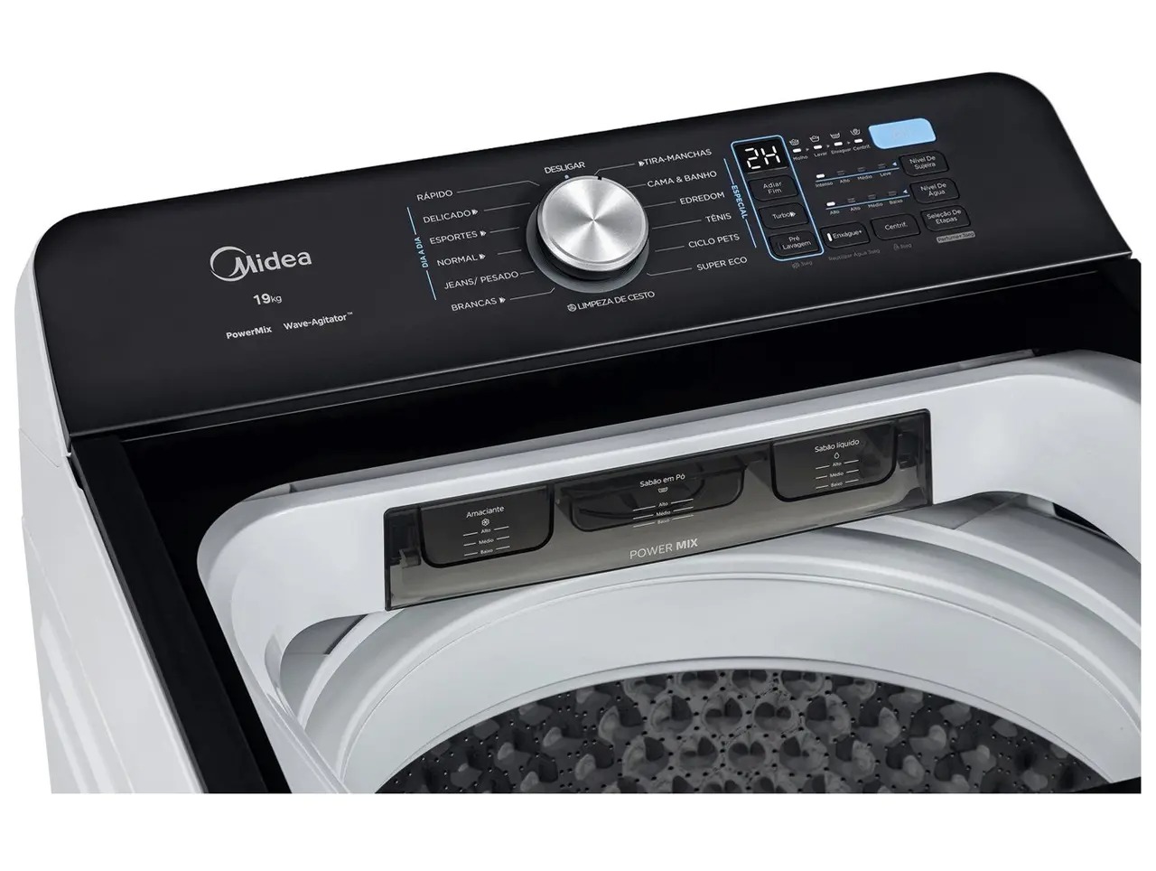 Lavadora de Roupas Midea 14kg Cesto Inox 13 Programas de Lavagem Branca MA512W140A/WK05 110/220V - Imagem 5