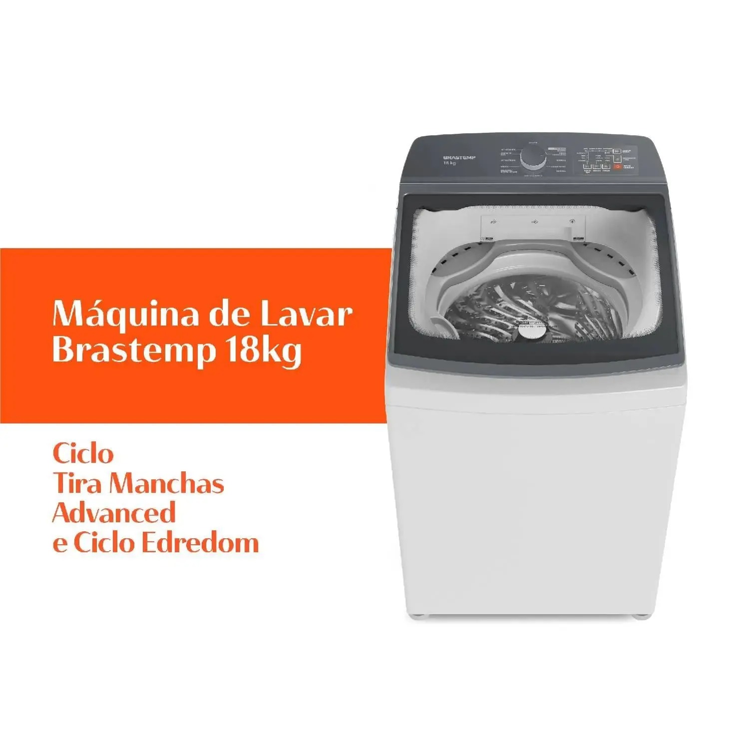Máquina de Lavar Roupas Brastemp 18kg Branca Ciclo Tira Manchas e Edredom King BWF18AB 110/220V - Imagem 5
