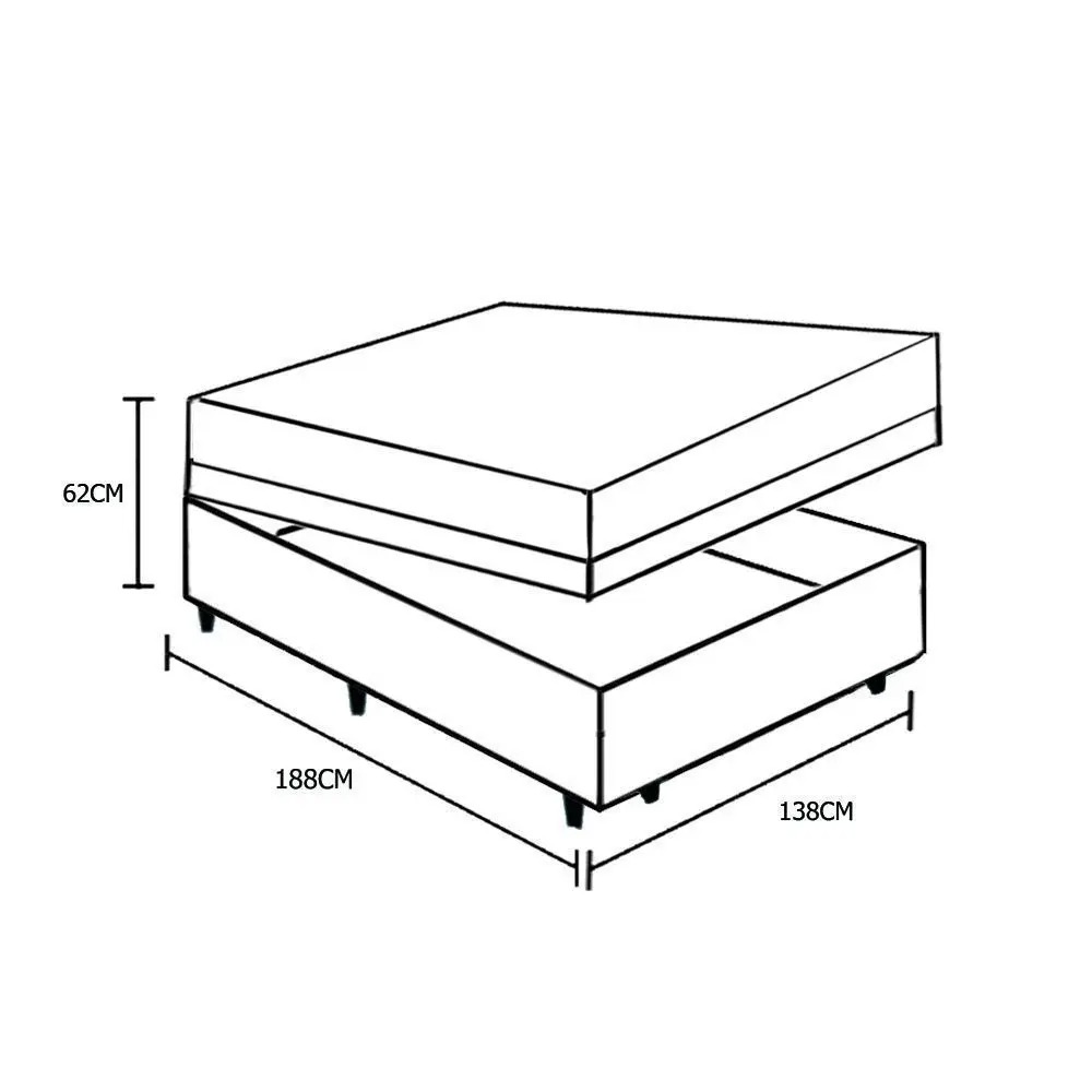 Cama Box Baú Casal Colchão Espuma D45 Bordado + Box Suede Marrom Serra Negra 62x138x188 - Imagem 5