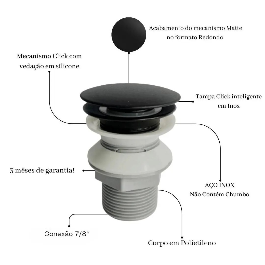 Kit Lopazzi Cuba de Vidro para Banheiro Lavabo com Torneira Link Preta e Válvula Click Inclusa - Imagem 2