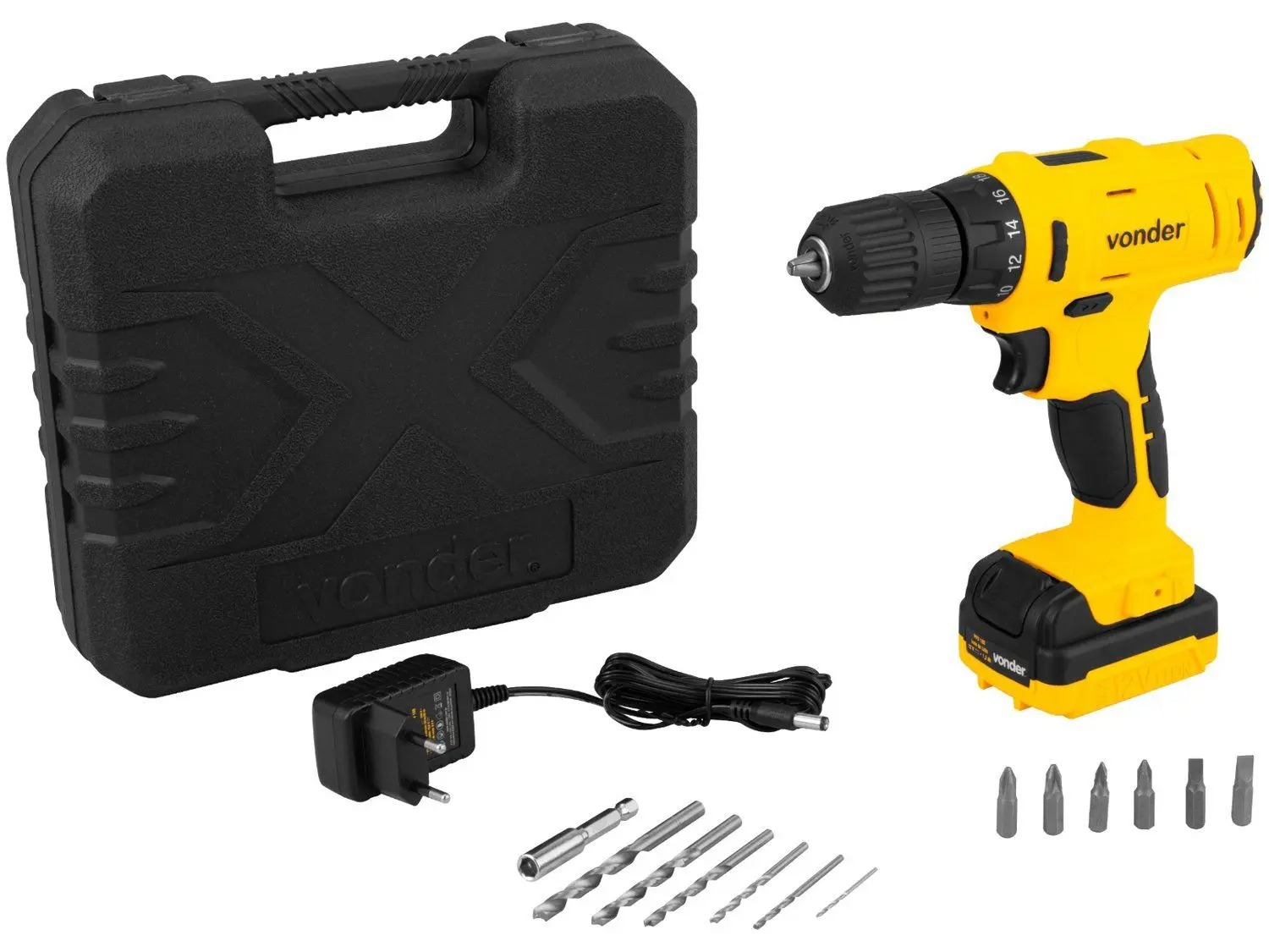 Parafusadeira Furadeira À Bateria 12v Bivolt Pfv120 Vonder