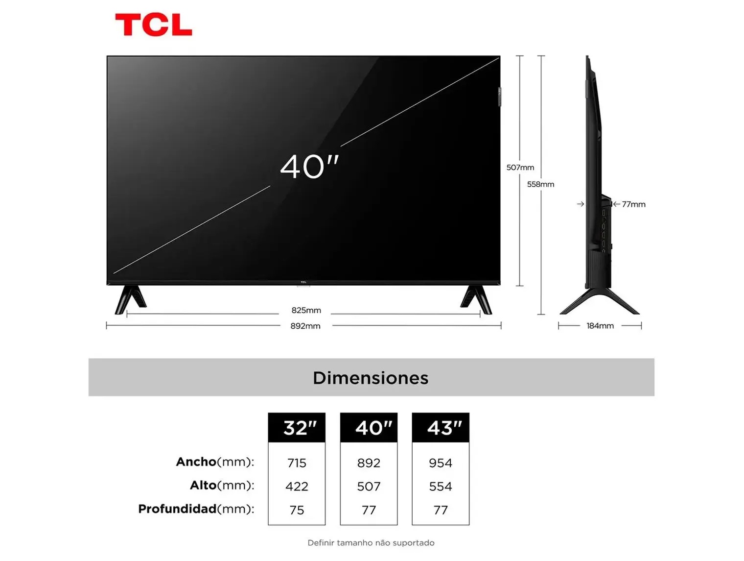 Smart TV 40” TCL Full HD QLED 40S5K Google TV - 2 HDMI + Suporte para TV Fixo Indusat - Imagem 3