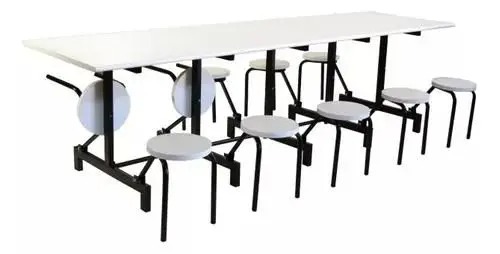 Mesa para Refeitório com 10 lugares com bancos Dobráveis Escamoteáveis - DE ASTRO
