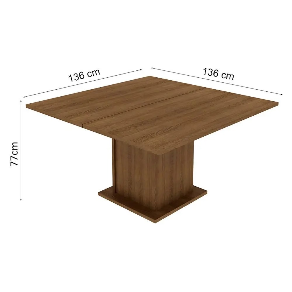 Conjunto Sala de Jantar Mesa Tampo de Madeira 8 Cadeiras Rustic/Crema/Bege Marisa Madesa - Imagem 3