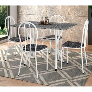 Mesa de Jantar 4 Cadeiras Retangular Branca - Artefamol America Bruna