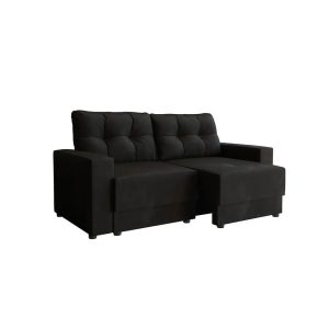 Sofá 2 Lugares Retrátil Lubeck Suede Preto 140 cm - Mobly
