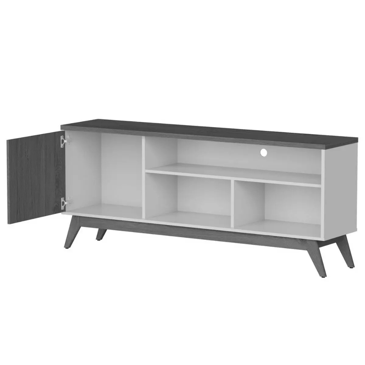 Rack para TV Até 55 Polegadas Malbec Wood Retrô 1 Porta 1 Prataleira Off White/Freijó - Giga Móveis - Imagem 2