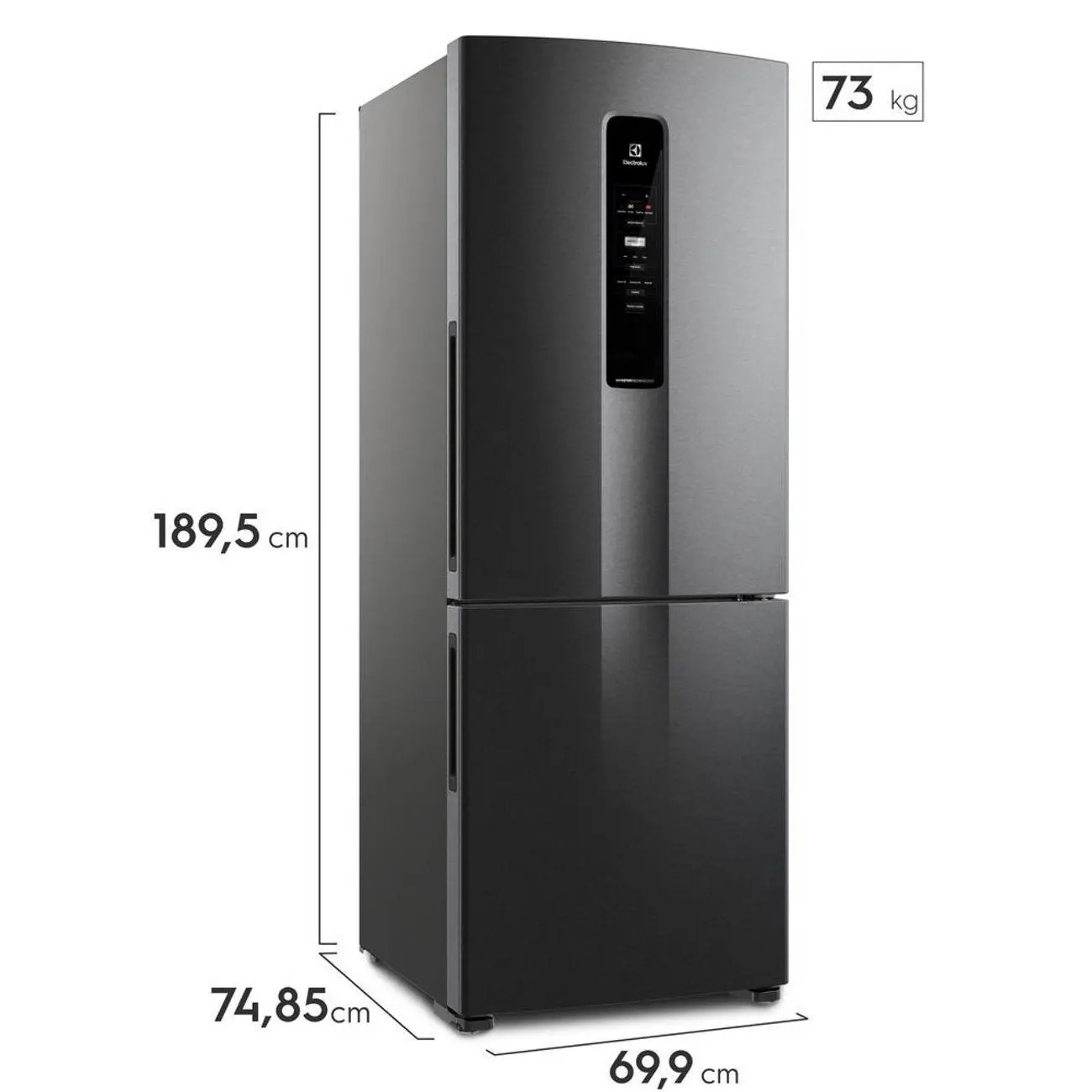 Geladeira Electrolux Frost Free Inverter 490L com AutoSense Inverse Black Inox Look (IB7B) 110/220V - Imagem 2