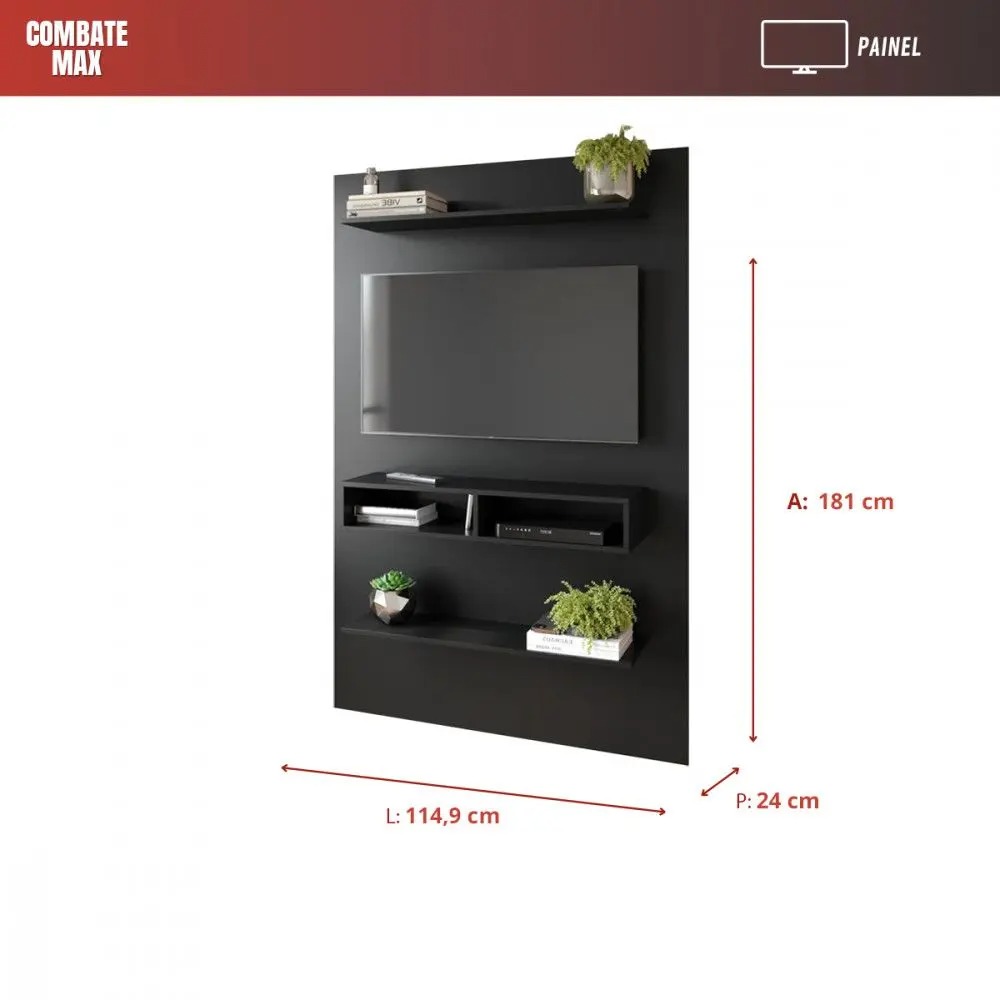 Painel Thor - MDP 2 Nichos com Prateleiras para TV até 50 - Fiorello - Imagem 2