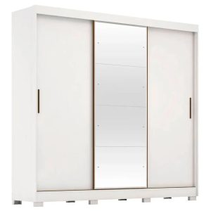 Guarda-roupa Casal com Espelho 3 Portas de Correr 6 Gavetas Demóbile Londres