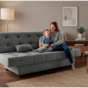 Sofá-cama 3 Lugares Casal Reclinável Veludo Matrix Laila
