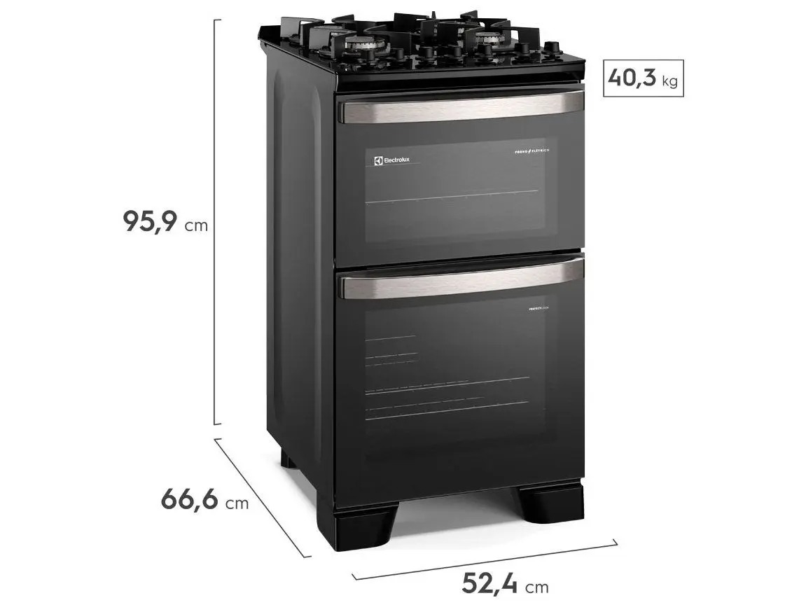 Fogão 4 Bocas Electrolux Preto Duplo Forno Experience FE4DB 110/220V - Imagem 3