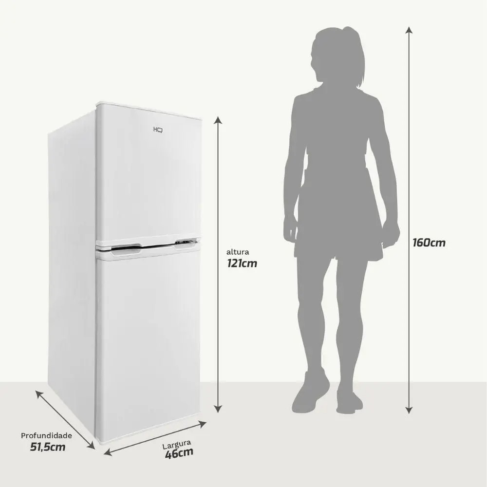 Geladeira Refrigerador Compacto HQ 140L Duplex Defrost, Baixo Consumo A+++ Branco HQ-140RDF 110/220V - Imagem 4