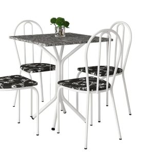 Mesa de Jantar 4 Cadeiras Quadrada Branca Artefamol America Thais