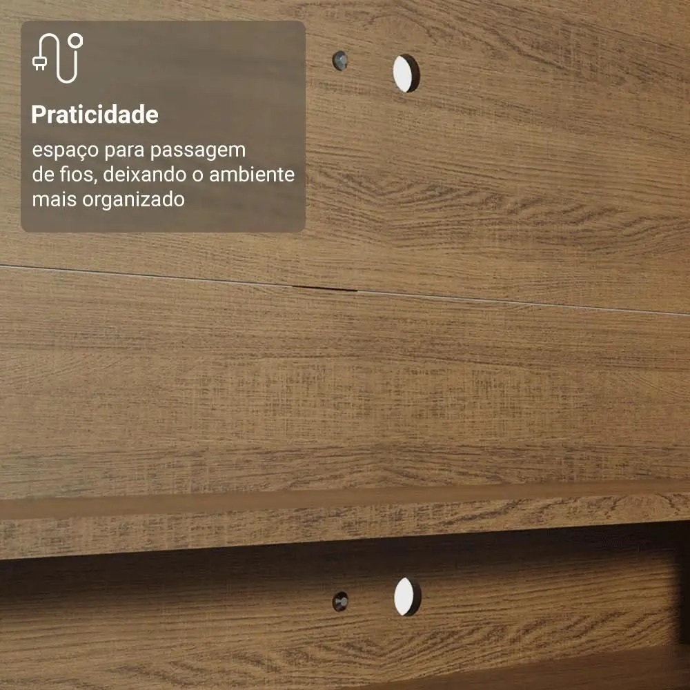 Rack com Painel para TV até 60 Polegadas 180 cm Rustic/Branco Metz Madesa - Imagem 8