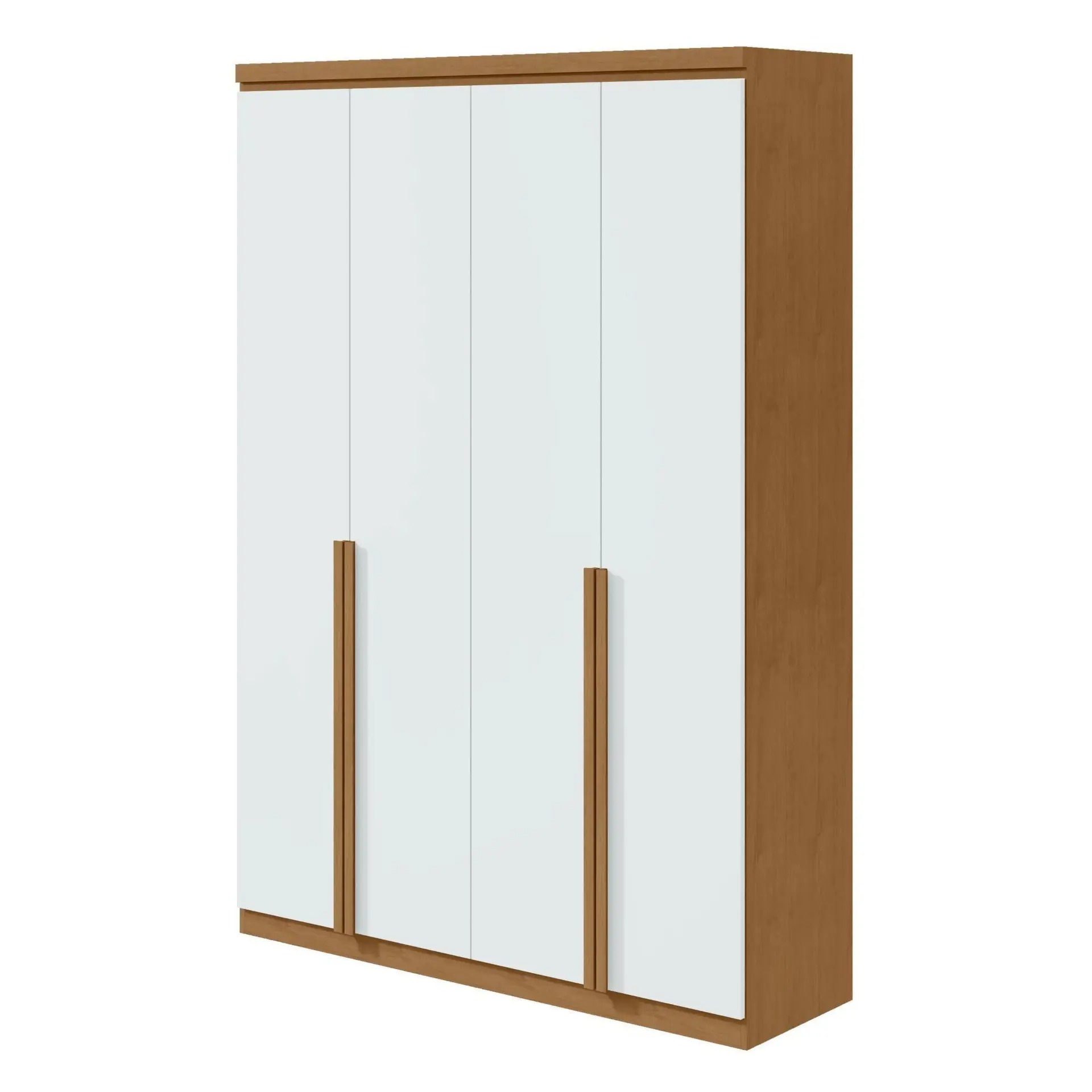 Guarda Roupa Solteiro 4 Portas 2 Gavetas MDF Alonzo 153.5cm Marrom Amêndoa Clean/Branco - Móveis Lopas - Imagem 3