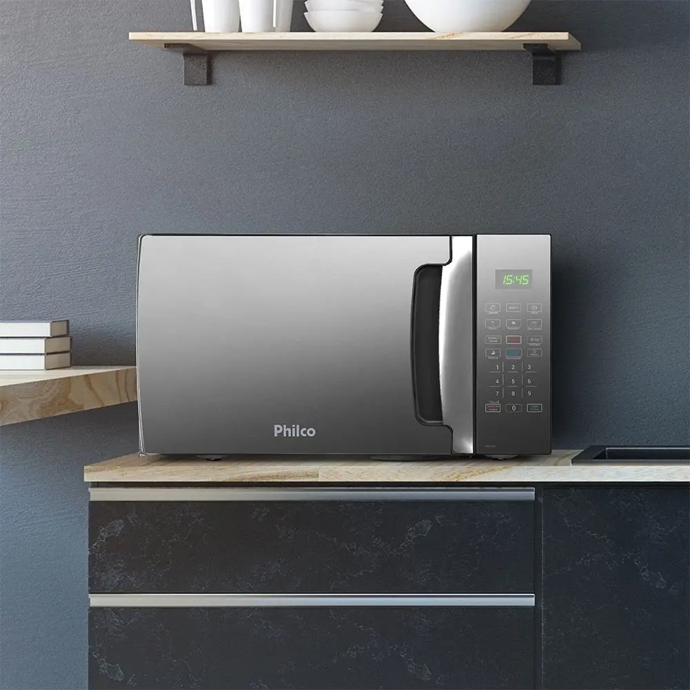 Microondas 28 Litros Philco PMO30EP Preto Com Porta Espelhada 1400w Menu Fit 110/220V - Imagem 2