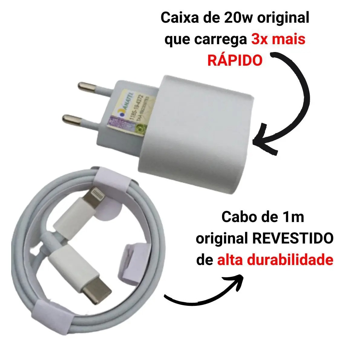 Carregador Turbo Fonte 20w Usb-c+ Cabo Compatível com iPhone 11 12 13 14 Pro X XR XS - Hrebos - Imagem 6
