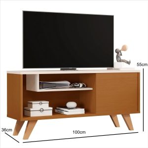 Rack Para tvs Até 43 Polegadas Pés Palito Retrô Sala Quarto 1 porta Bancada Eder - Cores - MJM Casa dos Móveis