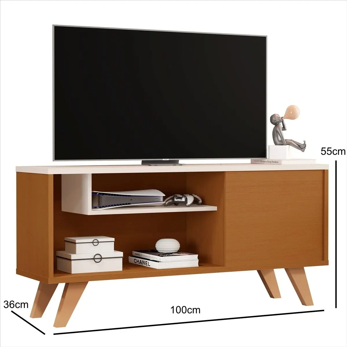 Rack Para tvs Até 43 Polegadas Pés Palito Retrô Sala Quarto 1 porta Bancada Eder - Cores - MJM Casa dos Móveis