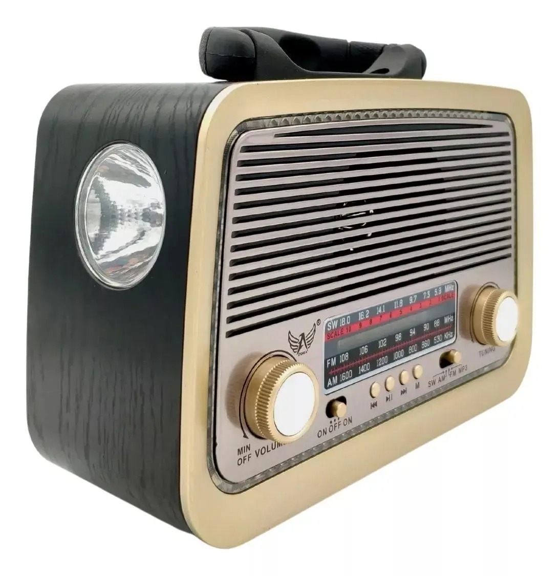 Rádio Retro Vintage Am Fm Sw Usb Bluetooth Bateria Recarregavel Aux Sd - lanterna - Imagem 4