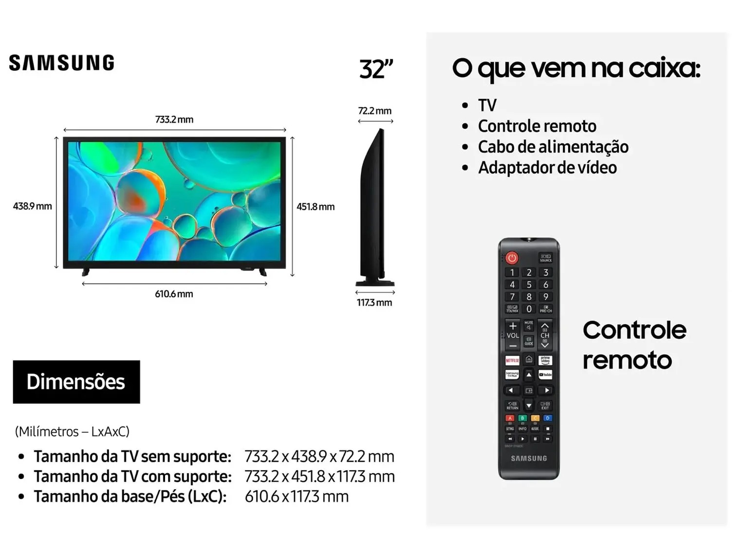 Smart TV 32” Samsung HD 32H5000F Tizen - 2 HDMI + Suporte para TV Biarticulável até 55” - Imagem 2