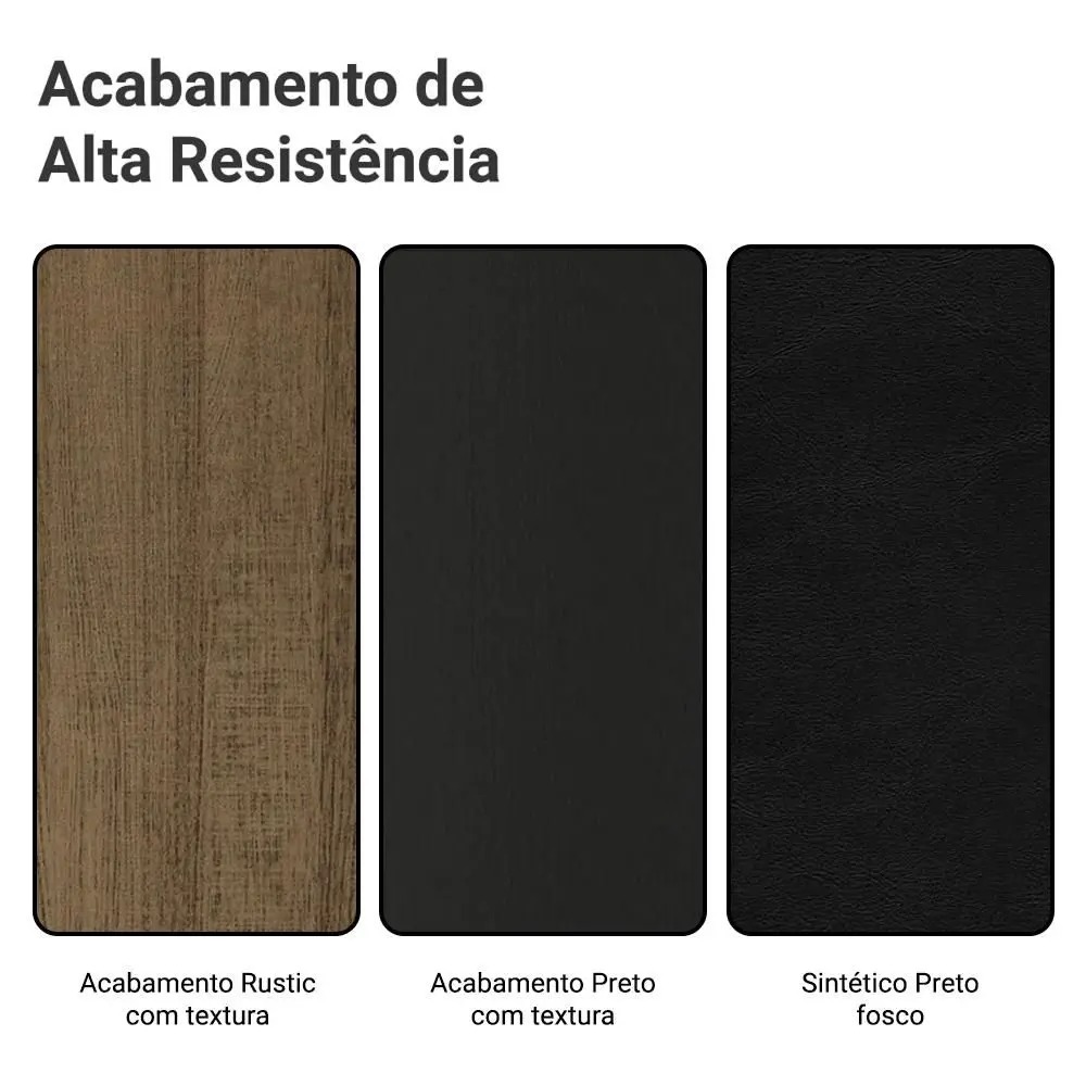 Conjunto Sala de Jantar Mesa Tampo de Vidro 8 Cadeiras Rustic/Preto Justine Madesa - Imagem 11