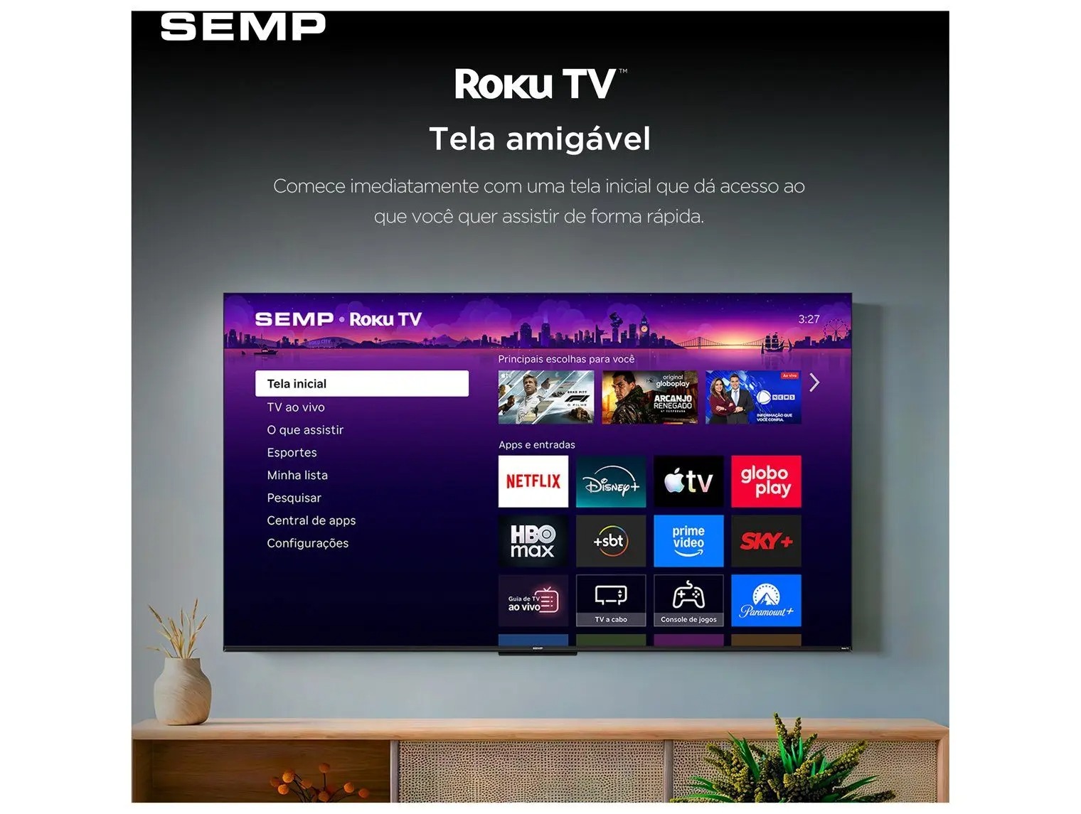 Smart TV 32" Semp Full HD LED 32S42R Roku 2026 - Imagem 2