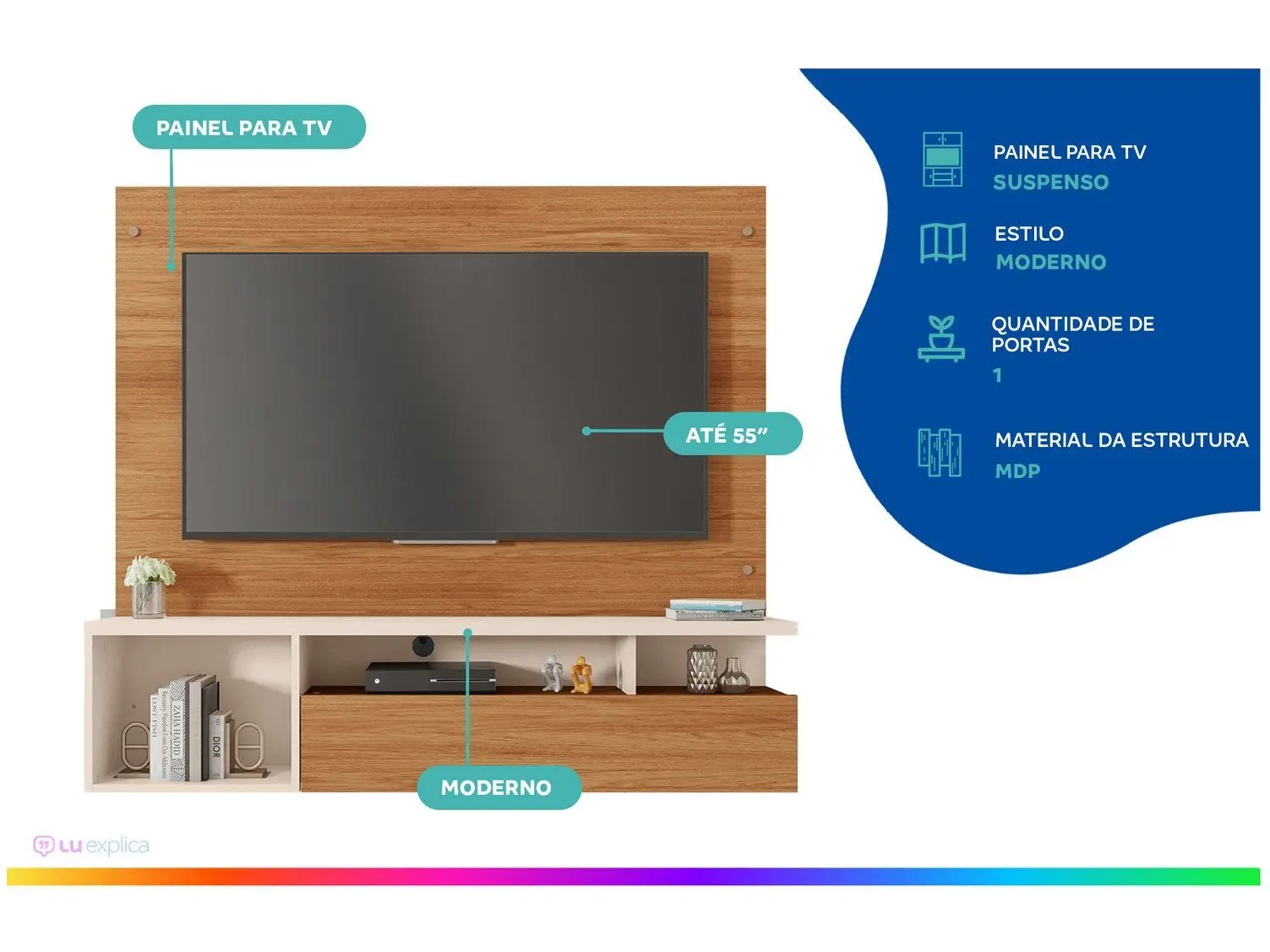 Painel para TV até 55" Caemmun Black 19 SE - Imagem 2