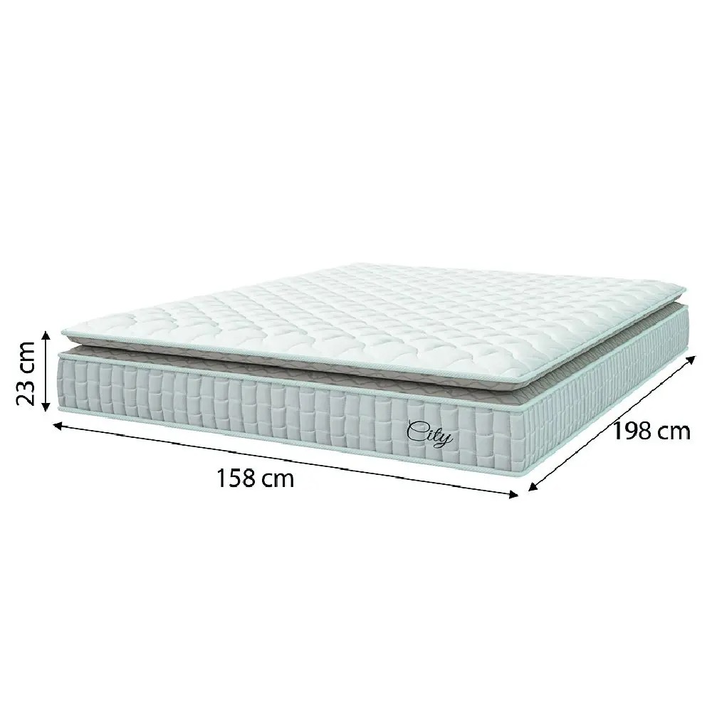 Cama Box Colchão Casal Queen Molas Ensacadas City Pillow Top 158x198x61cm Branco / Bege Hellen - Suporta até 110kg por Pessoa - Imagem 3