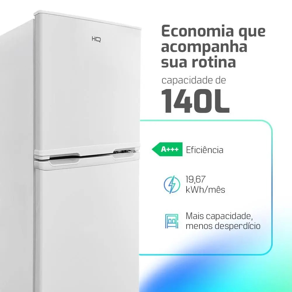 Geladeira Refrigerador Compacto HQ 140L Duplex Defrost, Baixo Consumo A+++ Branco HQ-140RDF 110/220V - Imagem 6