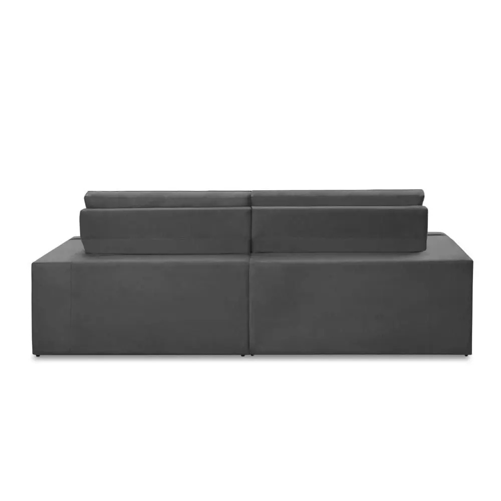 Sofá Retrátil e Reclinável 3 lugares 1,90m com Molas Stella Suede Cinza Adonai Estofados - Imagem 3