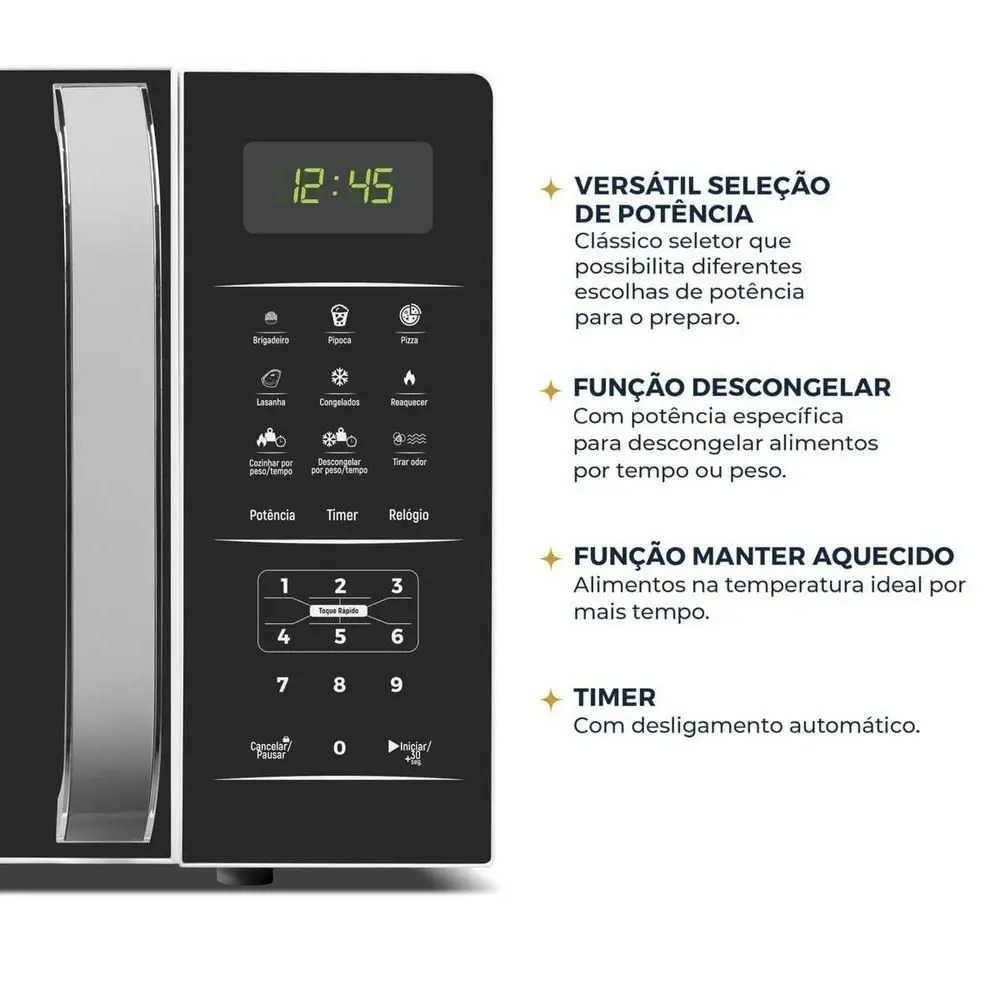 Micro-ondas de Bancada Britânia BMO23 20L 1100W Pintura Limpa Fácil Preto 110/220V - Imagem 5