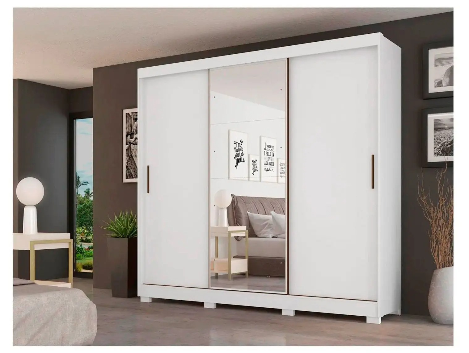 Guarda-roupa Casal com Espelho 3 Portas de Correr 6 Gavetas Demóbile Londres - Imagem 2