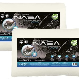 Travesseiro Nasa-X Kit 2 Alto Capa 100% Algodão Antiácaros - Duoflex