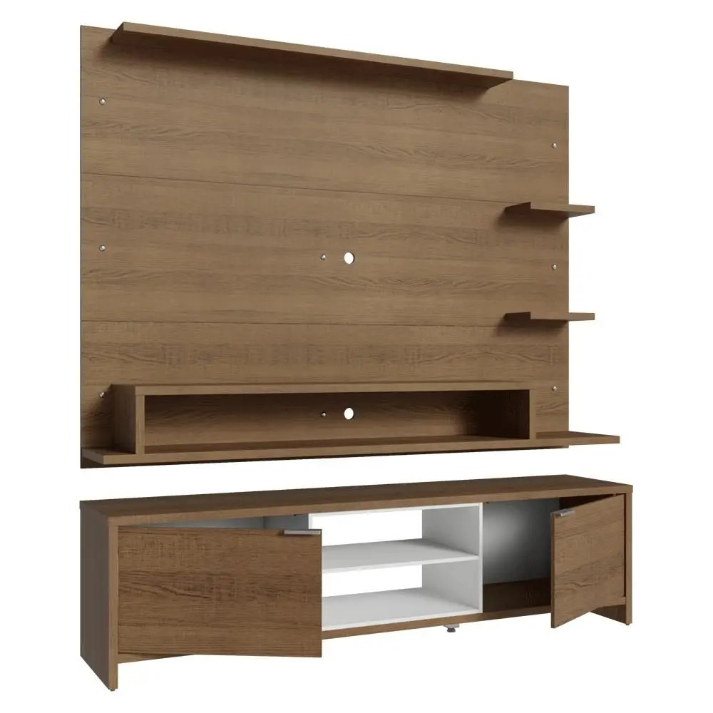 Rack com Painel para TV até 60 Polegadas 180 cm Rustic/Branco Metz Madesa - Imagem 11