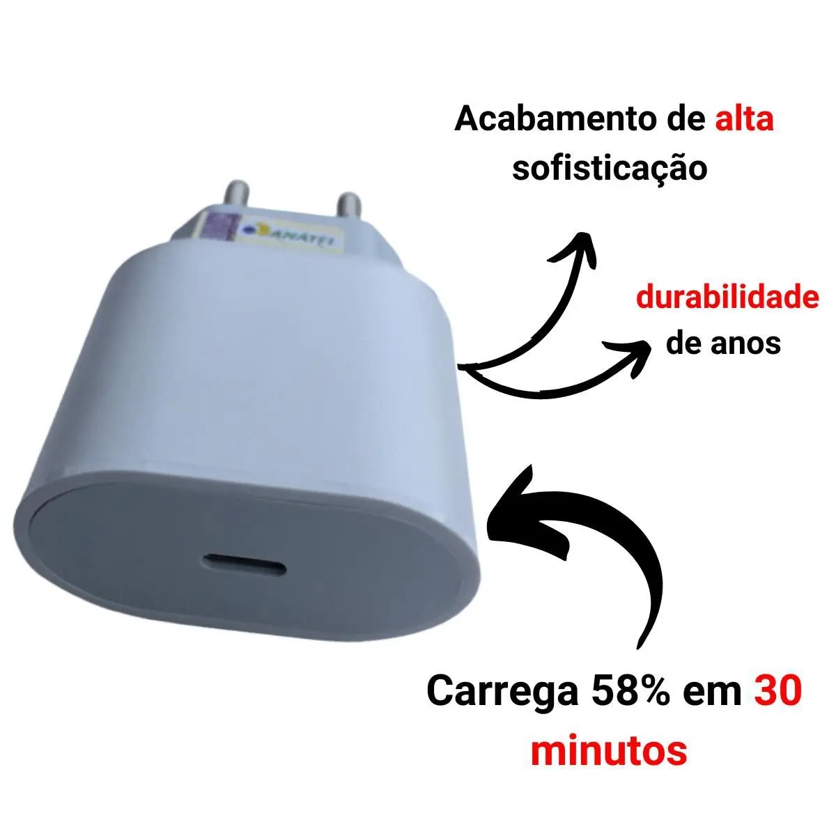Carregador Turbo Fonte 20w Usb-c+ Cabo Compatível com iPhone 11 12 13 14 Pro X XR XS - Hrebos - Imagem 8