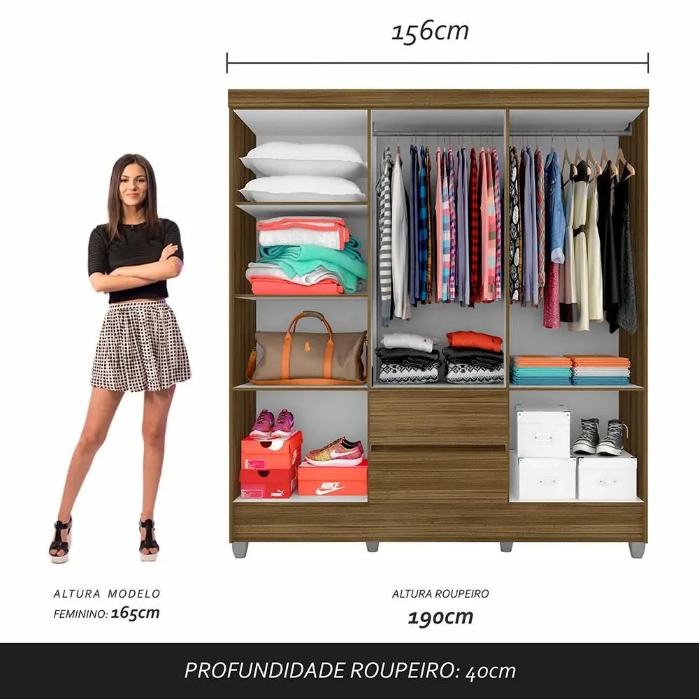 Guarda Roupa Casal Bruna 6 Portas Boreal - A Móveis Arapongas - Imagem 2