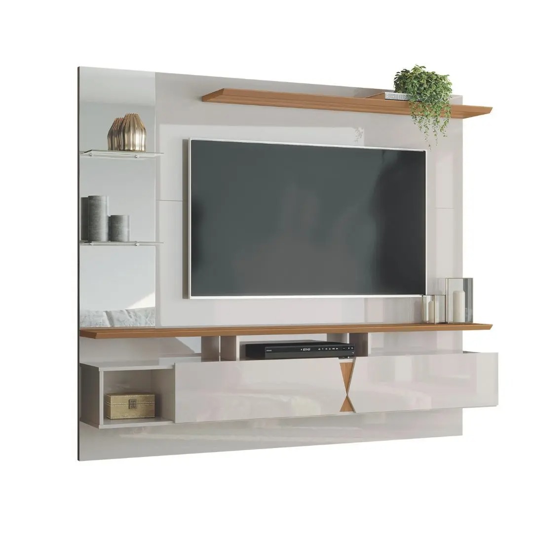 Painel para TV até 55 Polegadas Intense Lukaliam Off White com Damasco Moderno - Lukaliam Móveis - Imagem 3
