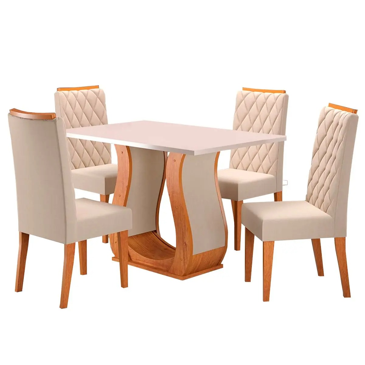 Mesa de Jantar 4 Lugares Los Angeles Mel/Blonde/Nude - Panorama Móveis - Imagem 2