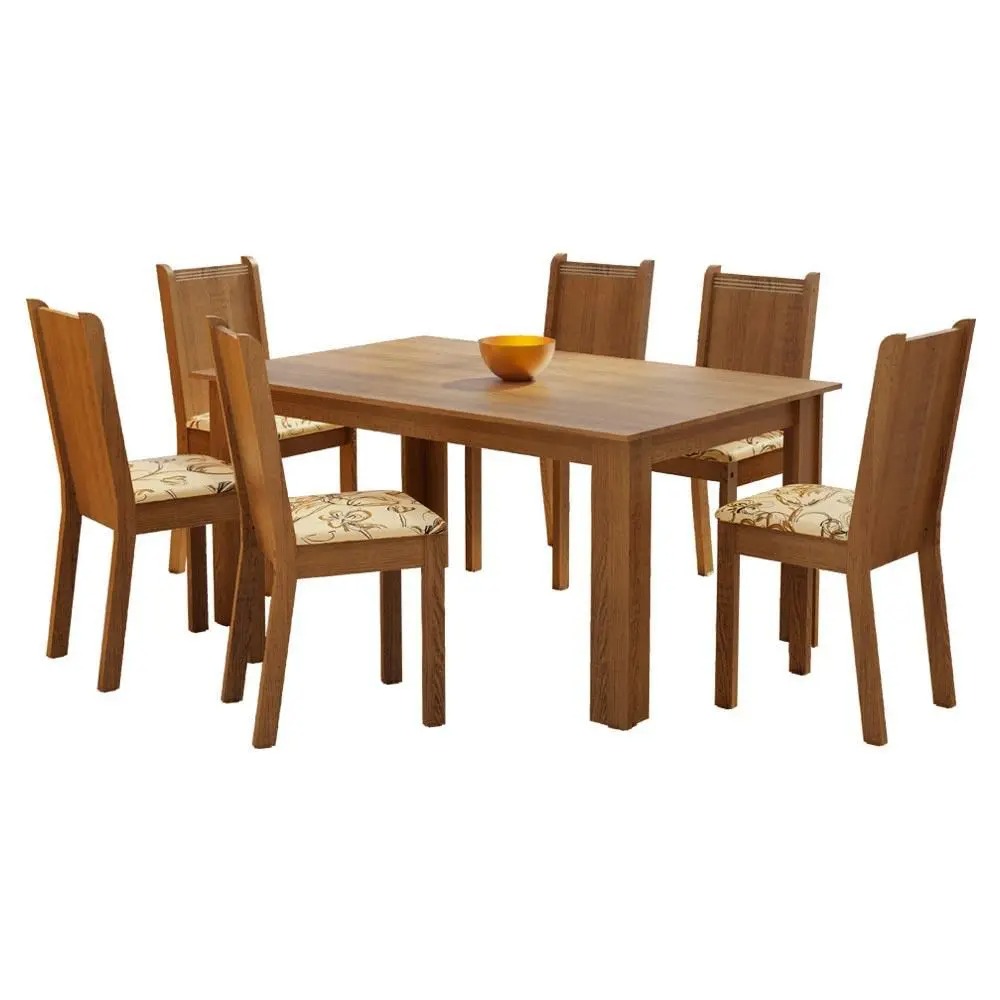 Conjunto Sala de Jantar Madesa Analu Mesa Tampo de Madeira com 6 Cadeiras - Imagem 2