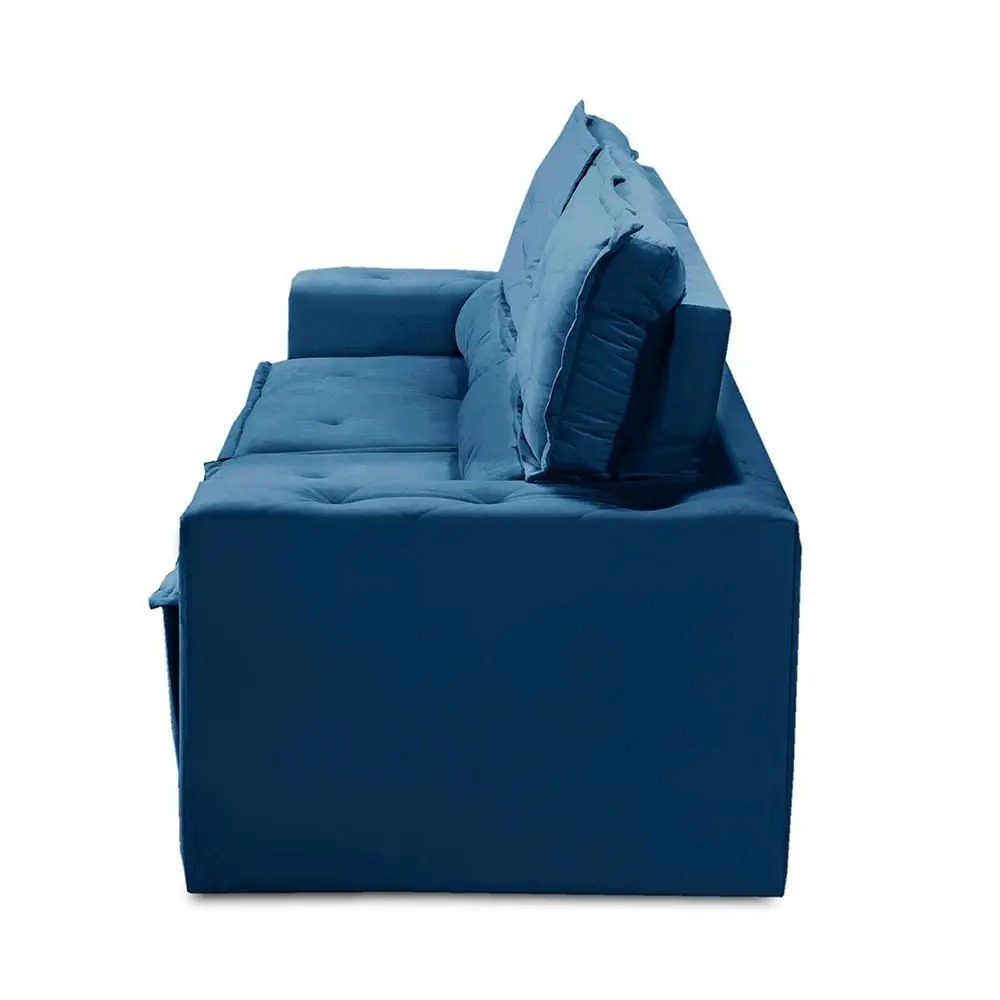 Sofá Retrátil e Reclinável 3 lugares com Molas 2,00m Livia Suede Azul Adonai Estofados - Imagem 7