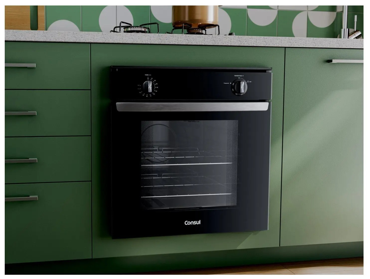Forno a Gás de Embutir Consul Multifuncional Grill 78L Preto COA84CE 110/220V - Imagem 2