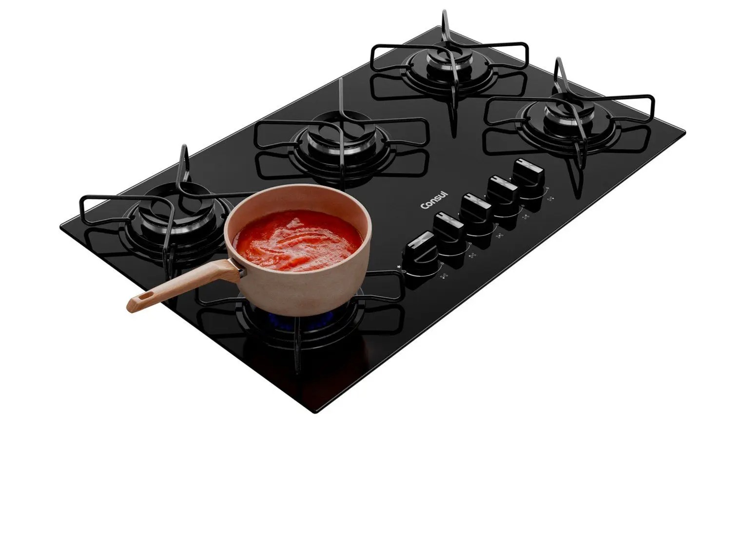 Cooktop 5 Bocas a Gás Consul Mesa de Vidro GLP Preto Superautomático CD075BE 110/220V - Imagem 6